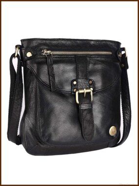 Real Leather Crossbody Bag Compact Sling Purse Adjustable Strap Women